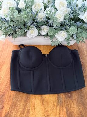 Alexander McQueen Black Structured Corset Bustier Top
